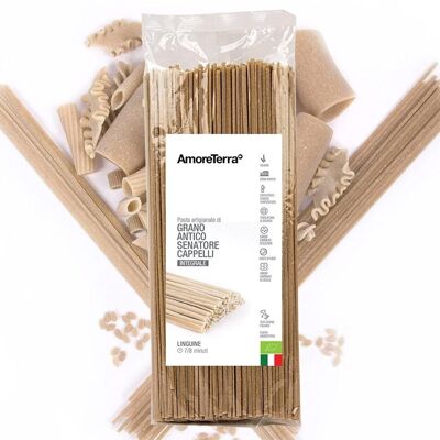 BLÉ ENTIER VARIÉTÉ LINGUINI CAPPELLI - 100% BLÉ BIOLOGIQUE ITALIEN - TIRÉE AU BRONZE - SÉCHAGE LENT À BASSE TEMPÉRATURE - HAUTE QUALITÉ