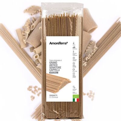 WHOLE WHEAT SPAGHETTI CAPPELLI VARIETY - 100% ITALIAN ORGANIC WHEAT - BRONZE DRAWN - SLOW DRYING AT LOW TEMPERATURE - HIGH QUALITY