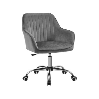 Draaifauteuil met grijs fluwelen bekleding 64 x 62 x (80-90) cm (L x B x H)