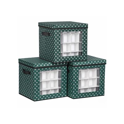 Set van 3 Kerstballen Opbergdozen Groen 30,5 x 30,5 x 30,5 cm (L x B x H)