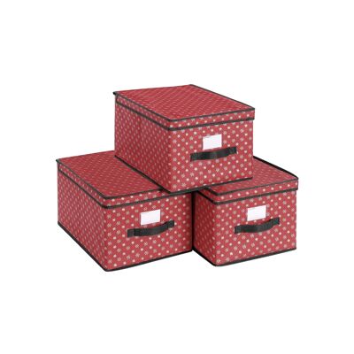 Opbergdozen set van 3 rood 30 x 40 x 25 cm (L x B x H)