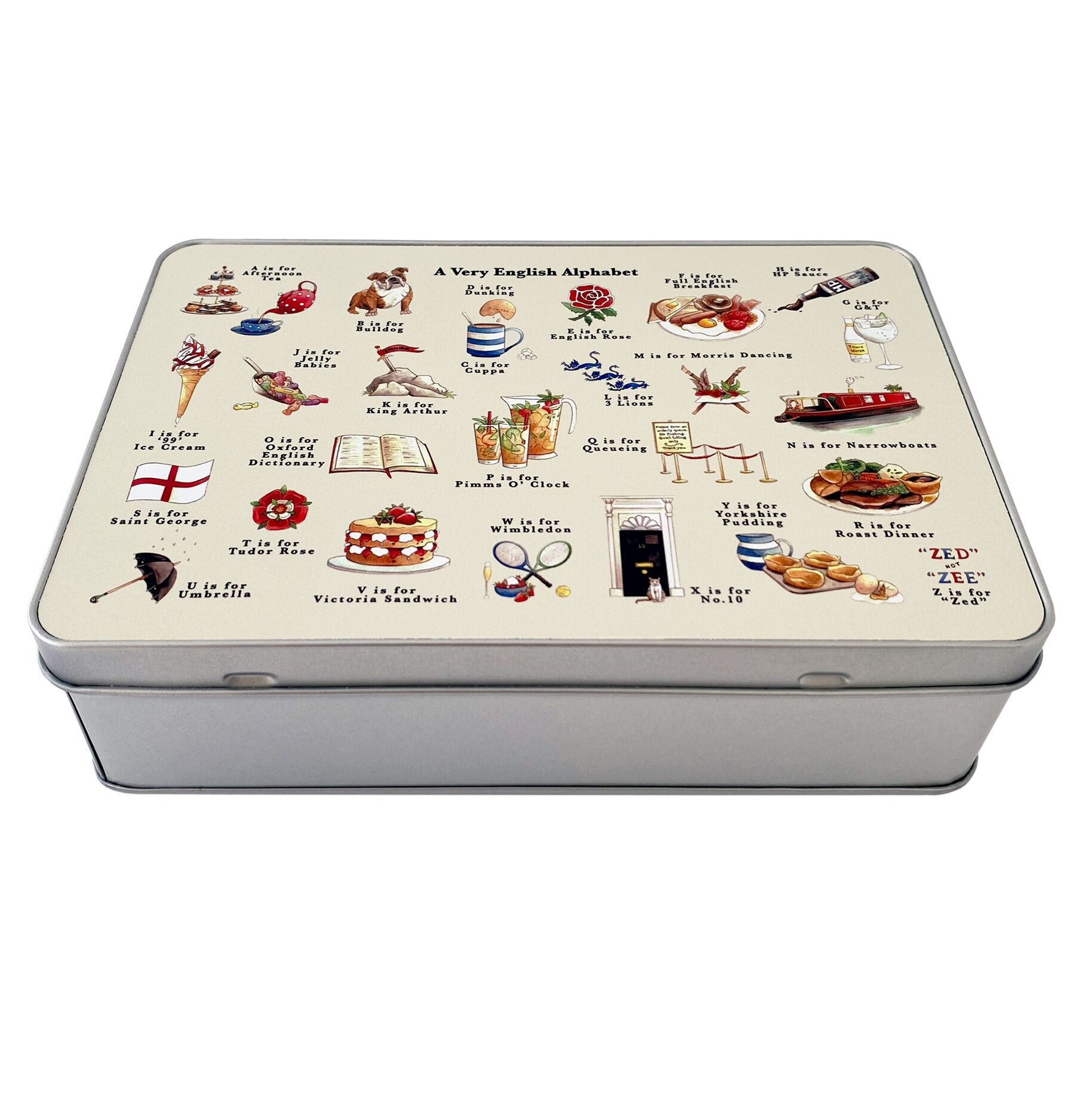 Eine sehr englische Alphabet-Aufbewahrungsdose