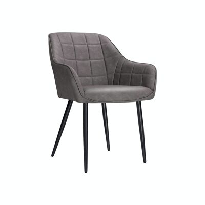 Eetkamerstoel fauteuil met grijze PU hoes 62,5 x 60 x 85 cm (L x B x H)