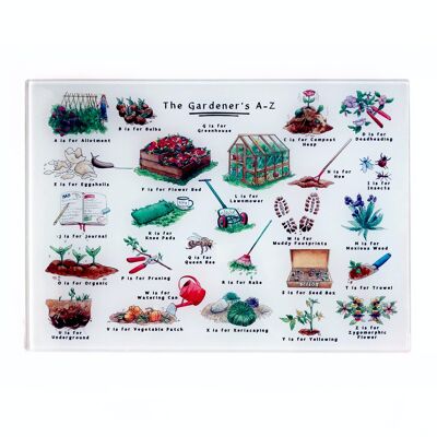 The Gardener's Alphabet Tempered Glass Cutting Board