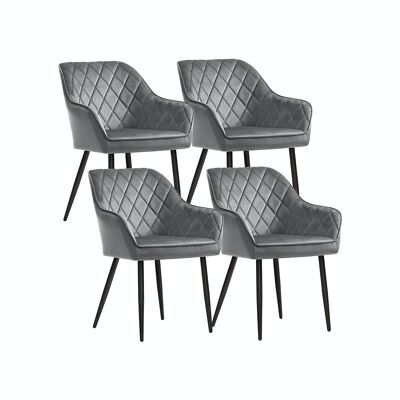 Gestoffeerde stoelen set van 4 lichtgrijs 62,5 x 60 x 85 cm (L x B x H)