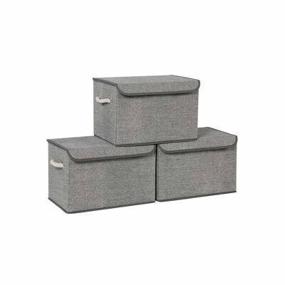 Set van 3 stoffen dozen met deksel 38 x 25 x 25 cm (L x B x H)