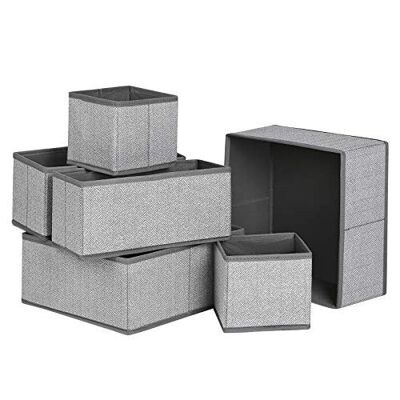 Opbergboxen voor ondergoed grijs 28 x 28 x 13 cm (L x B x H)