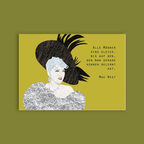 Postkarte Holzschliffpappe - Damen - Mae West