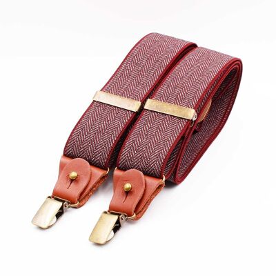 Burgundy herringbone suspenders