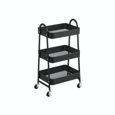 Trolley zwart met 3 niveaus 41,4 x 30,7 x 79 cm (L x B x H)