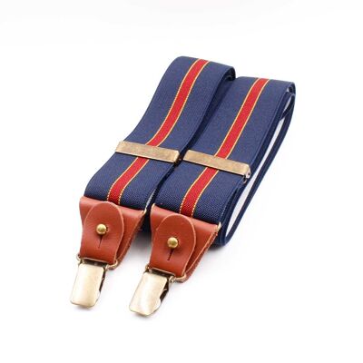 Blue suspenders maroon stripe