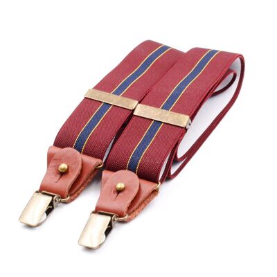 Burgundy-Navy Stripe Suspenders