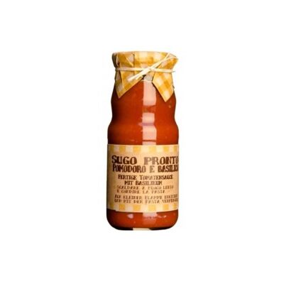 Fertige Tomaten-Basilikum-Sauce in kalabrischem Olivenöl Gr 350