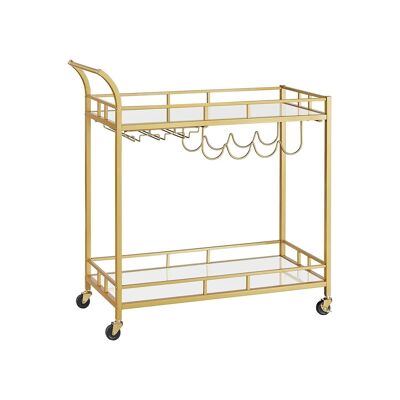 Serving trolley with glass plates
