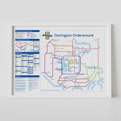 Pub-Karte im Stil der Londoner U-Bahn: Darlington