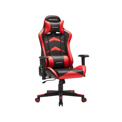 Office chair with adjustable armrests black and red