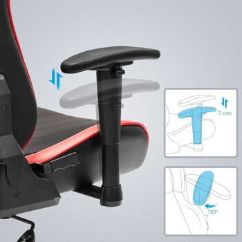 Chaise de bureau avec accoudoirs réglables noir et rouge 7