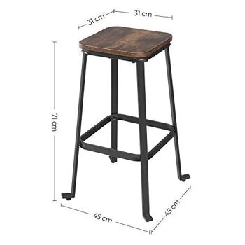 Tabourets de bar, lot de 2 design industriel 6