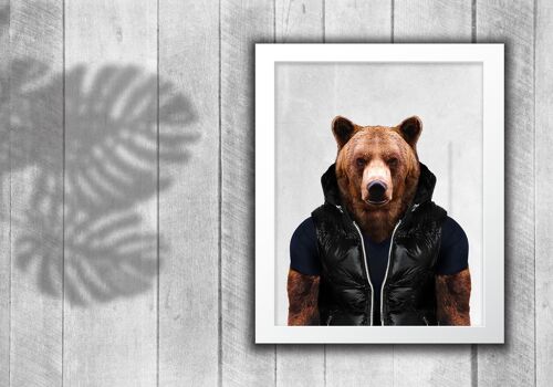Bear in clothes print: Off white (Animalyser)
