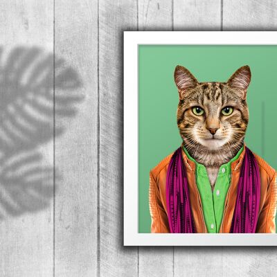 Cat in clothes print: Green (Animalyser)