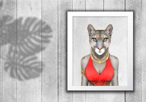 Cougar in clothes print: Off white (Animalyser)