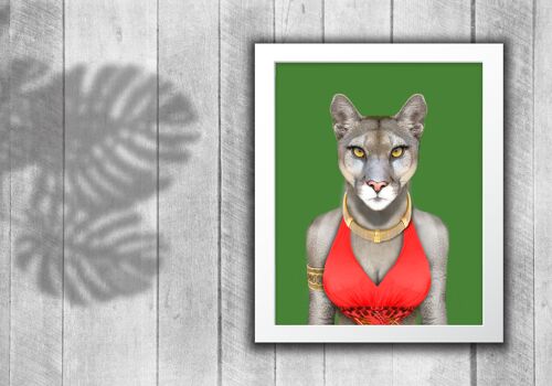 Cougar in clothes print: Green (Animalyser)
