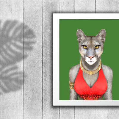Cougar in clothes print: Green (Animalyser)