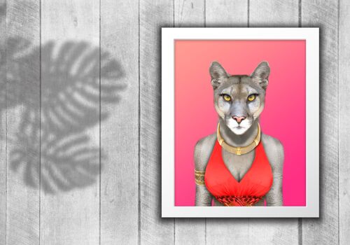 Cougar in clothes print: Pink (Animalyser)