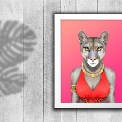 Cougar in clothes print: Pink (Animalyser)