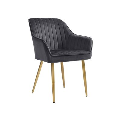 Upholstered dining room chair with metal legs
