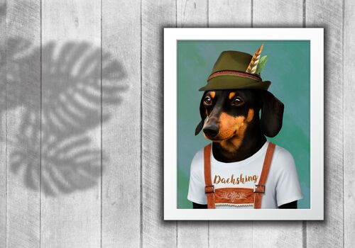 Dachshund in clothes print: Green (Animalyser)