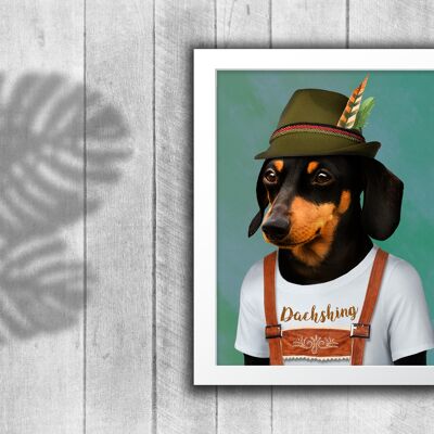 Estampado Dachshund con ropa: Verde (Animalyser)