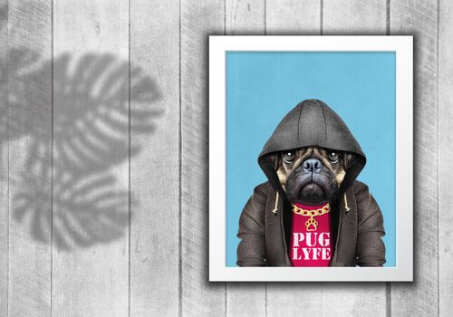 Pug in clothes print: Blue (Animalyser)