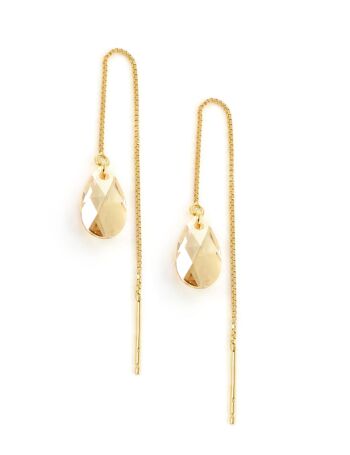 Boucles d'oreilles enfile-or avec gouttes de cristal Golden Shadow 2