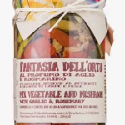 Fantasia dell'orto with the scent of garlic and rosemary in olive oil 180 g