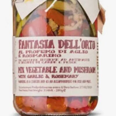 Fantasia dell'orto with the scent of garlic and rosemary in olive oil 180 g