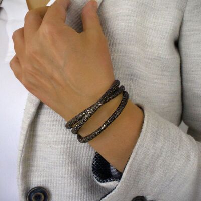 Bracciale in pelle stampa rettile marrone