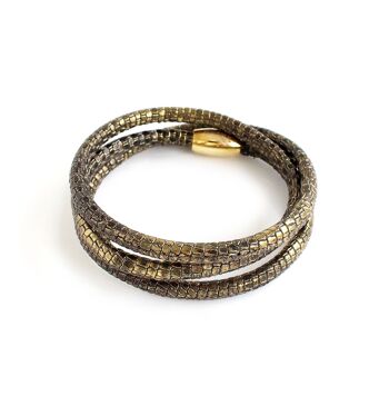 Bracelet en cuir imprimé reptile marron 2
