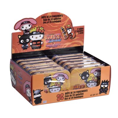 Hello Kitty x Naruto, Scatola di Metallo di Cerotti, Pretagliati, Bambini, Junior, Scatola da 24 Cerotti, 10.9 x 8 x H.2 cm, TAKE CARE