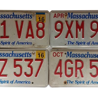 MASSACHUSETTS: targa americana autentica 30x15 cm piatta con rilievo