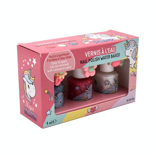 licorne   Coffret de 3 vernis à l'eau + bague  9 ml