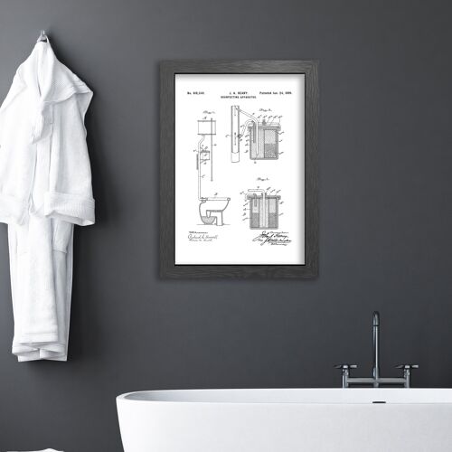Toilet patent drawing print for bathroom, toilet or WC