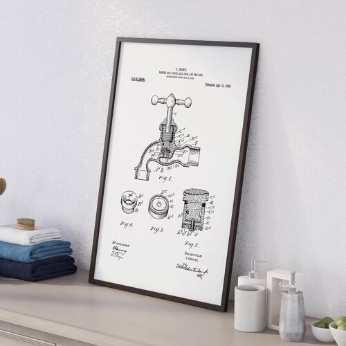Single tap patent drawing print for bathroom, toilet or WC
