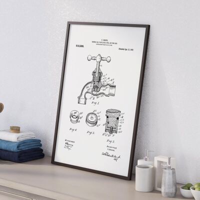 Impresión de dibujo de patente de un solo grifo para baño, inodoro o WC
