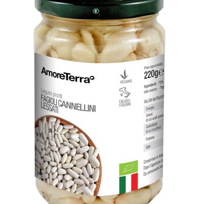 FRIJOLES CANNELLINI HERVIDOS EN BOTE DE CRISTAL - FRIJOLES ORGÁNICOS 100% ITALIANOS - SIN BISFENOL - SIN GLUTEN - ALTA CALIDAD - SIN OGM