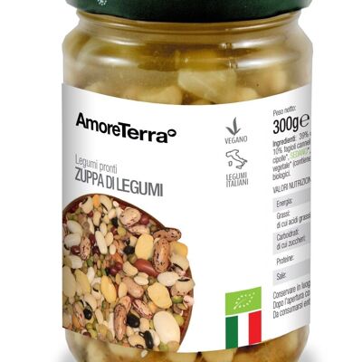 READY ORGANIC LEGUMES SOUP IN GLASS JAR - 100% ITALIAN ORGANIC LEGUMES - BISPHENOL FREE - GLUTEN FREE - HIGH QUALITY - GMO FREE