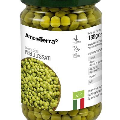 NATURAL ORGANIC BOILED PEAS IN GLASS JAR - 100% ITALIAN ORGANIC PEAS - BISPHENOL FREE - GLUTEN FREE - HIGH QUALITY - GMO FREE