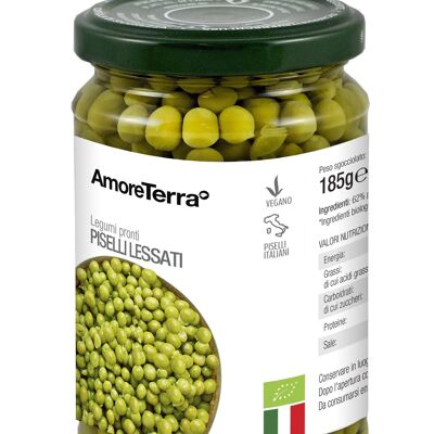 NATURAL ORGANIC BOILED PEAS IN GLASS JAR - 100% ITALIAN ORGANIC PEAS - BISPHENOL FREE - GLUTEN FREE - HIGH QUALITY - GMO FREE