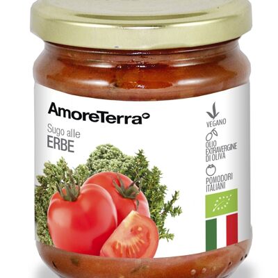 BIO-TOMATENSAUCE UND DUFTENDE KRÄUTER – FERTIGE SAUCE – BIO-ITALIENISCHE TOMATEN – GLASGLAS – GVO-FREI – HERGESTELLT IN ITALIEN