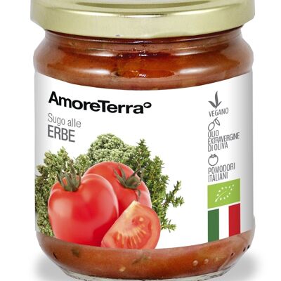 ORGANIC TOMATO SAUCE AND SCENTED HERBS - READY SAUCE - ORGANIC ITALIAN TOMATOES - GLASS JAR - NO GMO - MADE IN ITALY